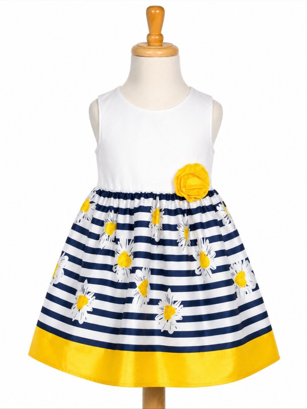 La Princess | Toddler Navy Stripe & Daisy Dress – Spring & Summer